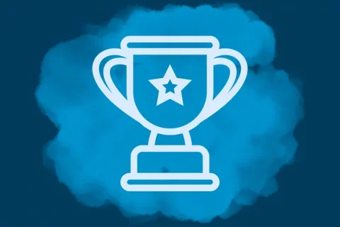 Award star trophy on abstract background