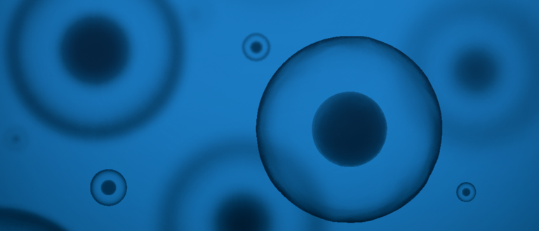 microscopic cells with blue background banner 