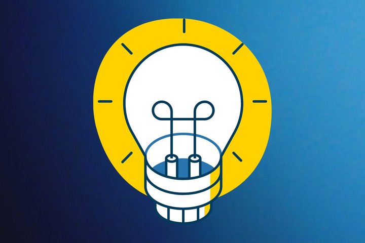 Light bulb icon with blue background