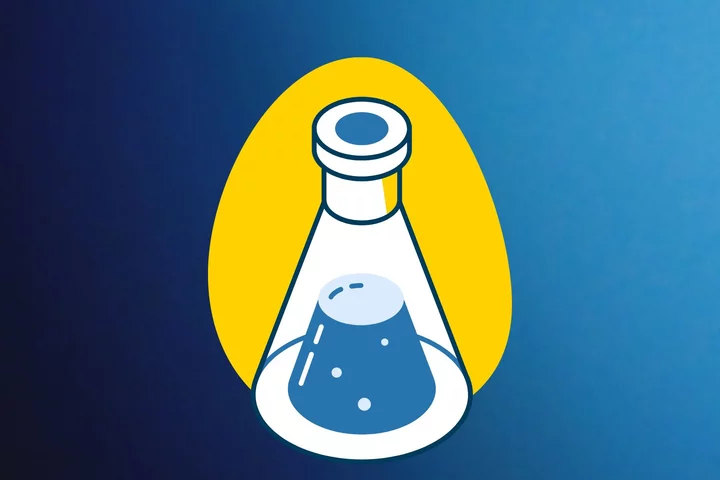 Beaker icon with blue background