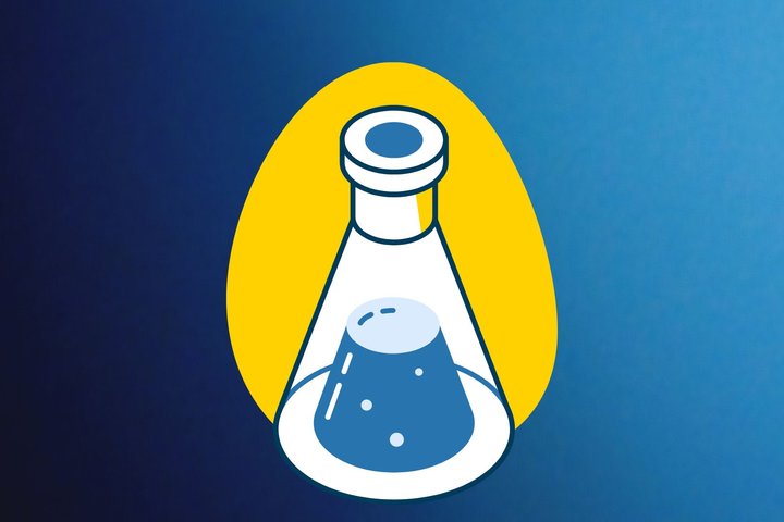 Beaker icon with blue background
